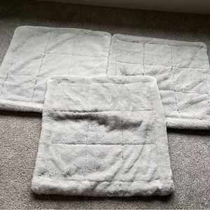 3 Pottery Barn ALPINE FAUX FUR Euro Shams. One small tear by zipper.